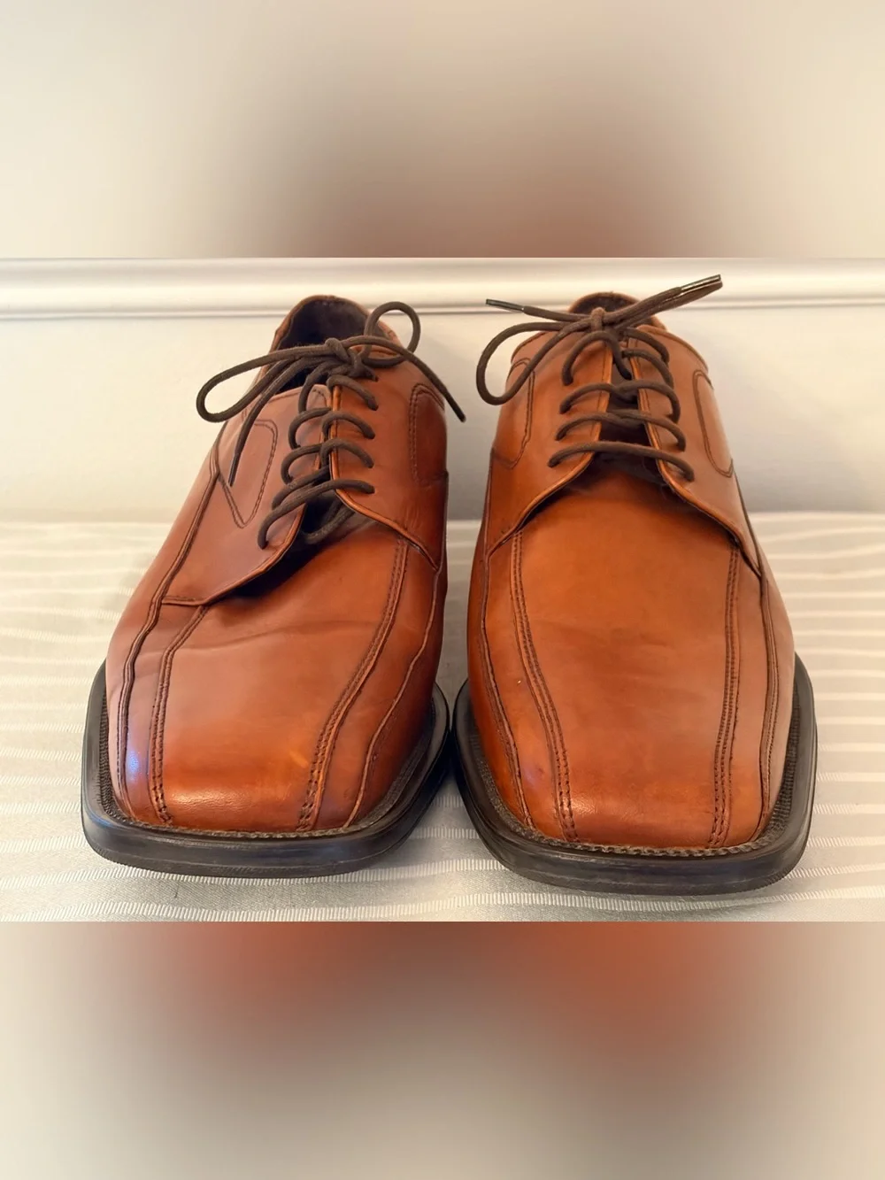 Reaction By Kenneth Cole Cognac Brown Oxford Dress Shoes W03214 Size 10 EUC